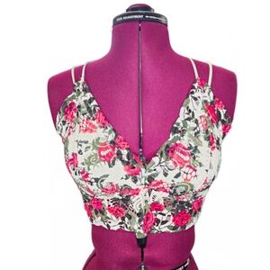 Victoria's Secret Pink Floral Lace Padded Bra Bralette - Pink and Green